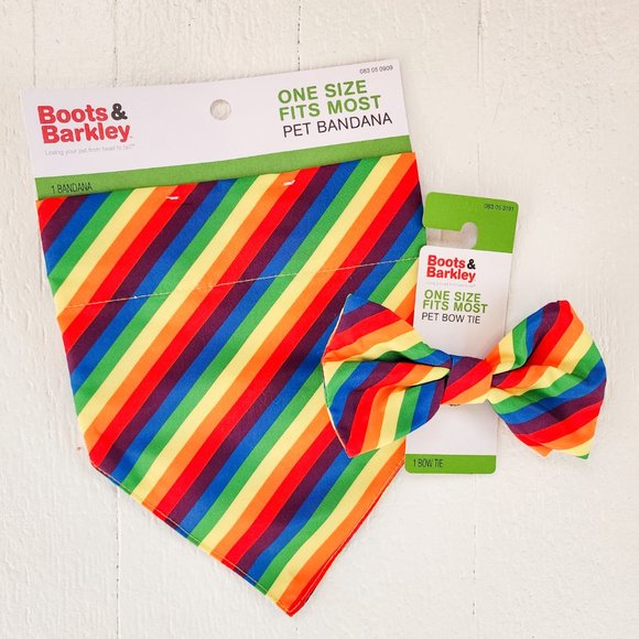 Boots & Barkley Rainbow Bandana and Pet Bow Tie New - Picture 7 of 11